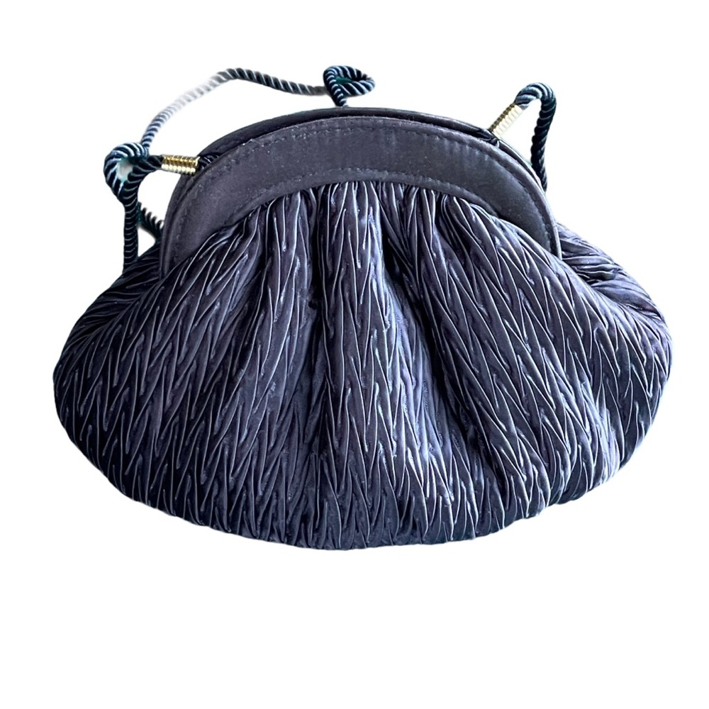 Vintage Vanessa purple silk mini clutch shoulder bag purse w/ braided strap - Picture 4 of 11